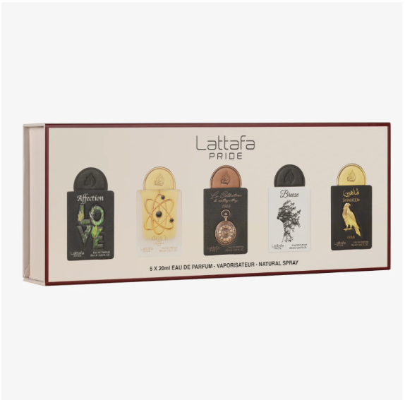 Lattafa Pride Affection Gift Set 5x20ml – Unisex (AFFECTION/BREEZE/THARWAH GOLD/SHAHEEN GOLD/LA COLLECTION D'ANTIQUITES1505)